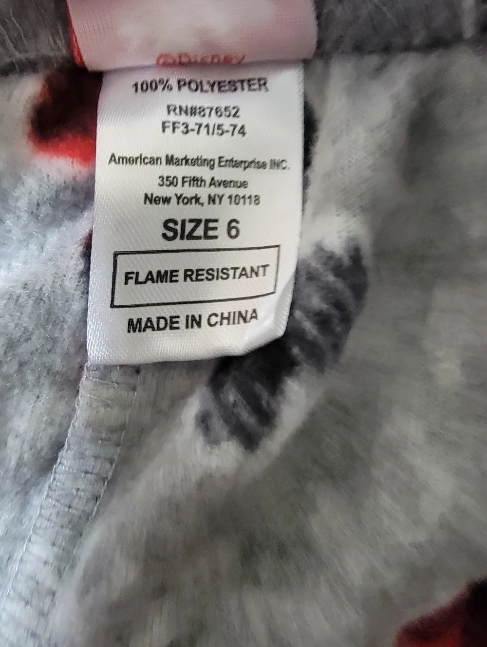 Disney Mickey Mouse Little Kid's Pajama Pants Size 6 Gray Red Black White Unisex
